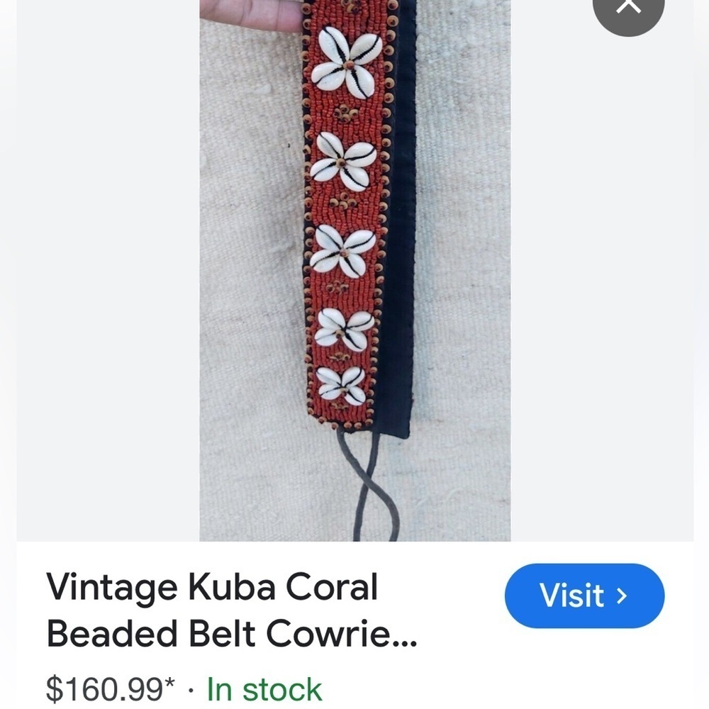 VTG Handmade African Kuba Cowrie Shell & Beaded Belt
Artisan Tribal Boho Waist - Picture 4 of 11
